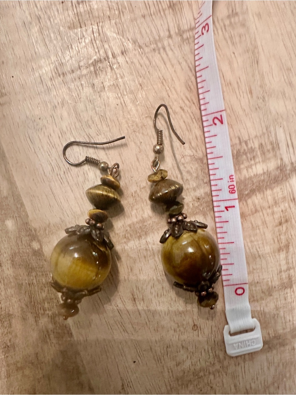 Genuine tigers eye stone earrings